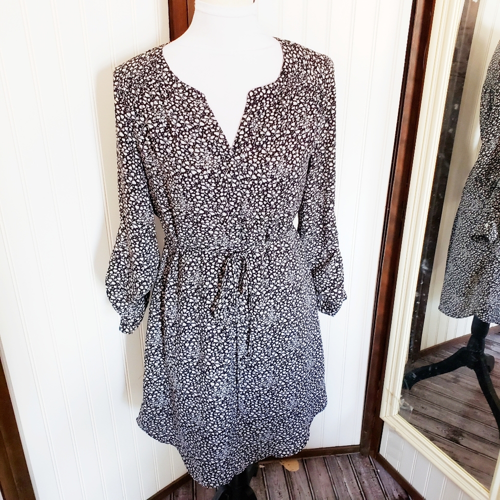 Daniel Rainn M long sleeve floral midi dress